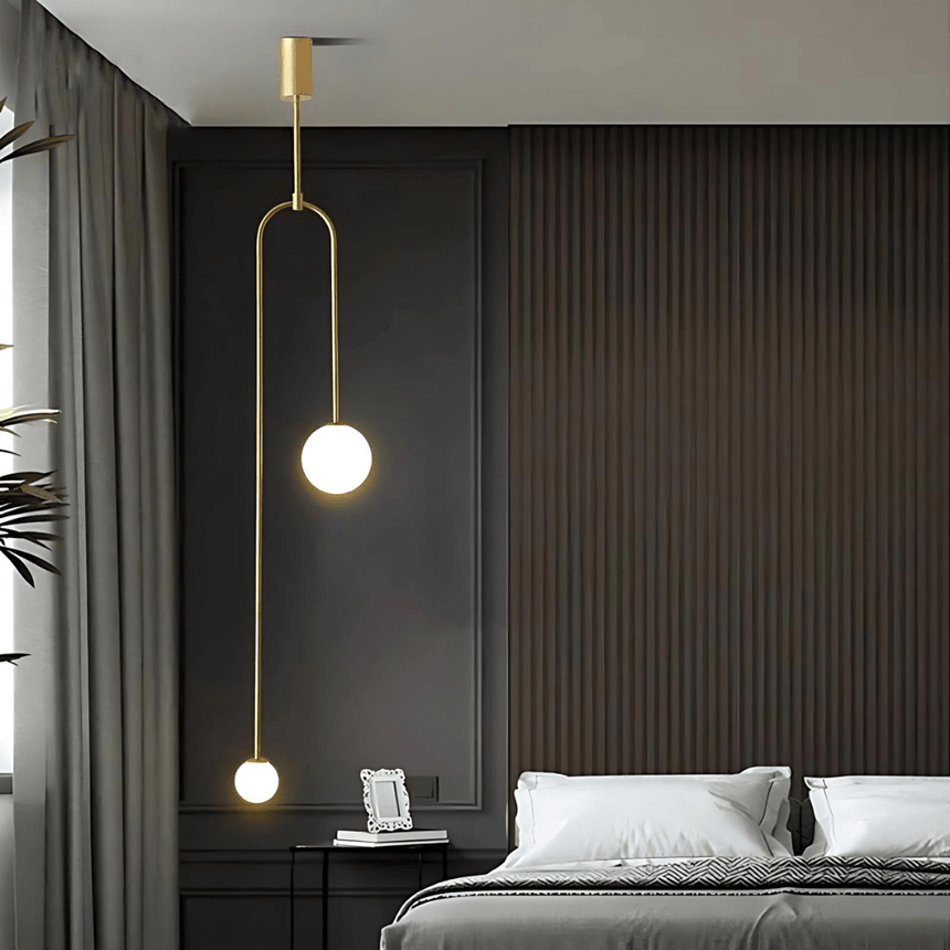 Metal pendant lamp G9 bulb close-up
