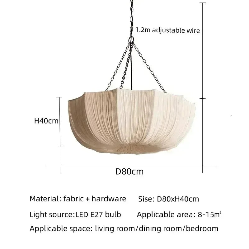Dimension card for the 80 cm gathered fabric shade