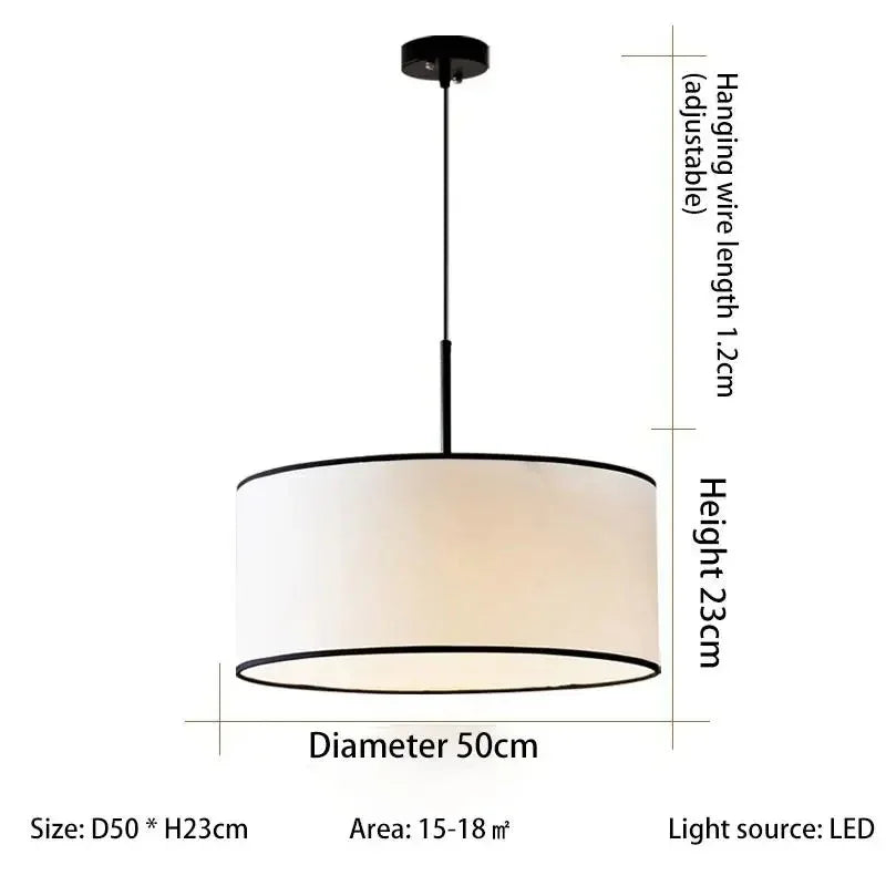 Dimension card for the 50 cm fabric drum pendant light