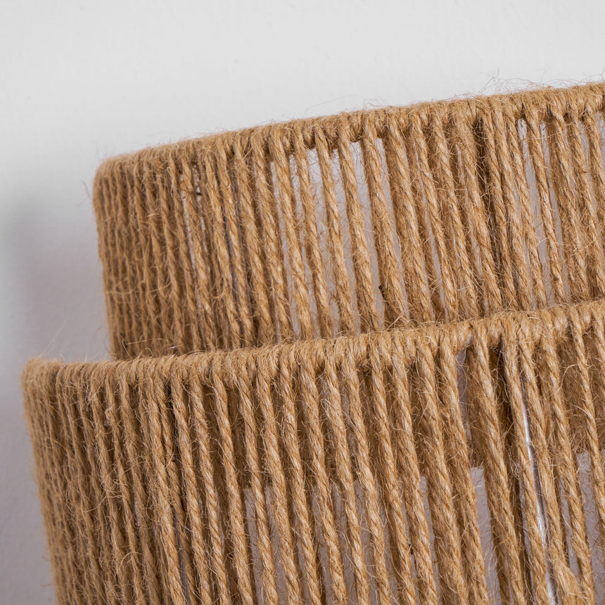 The hemp rope weave seen close, the strands wound around the frame