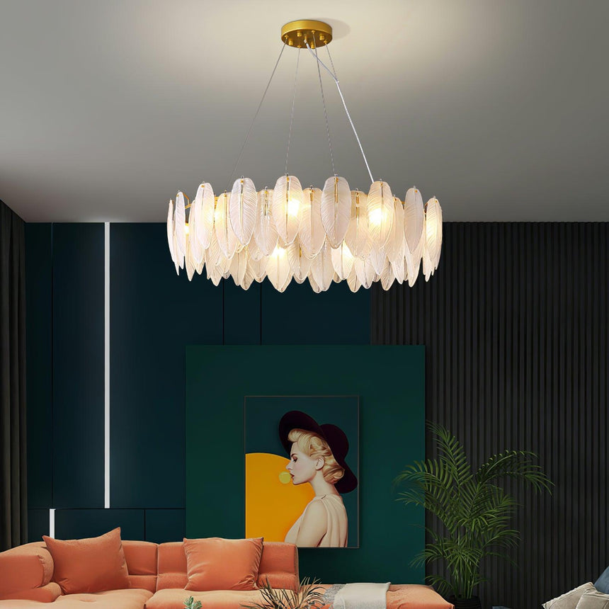 Astrae Fixture – Cascading Feather Silhouette