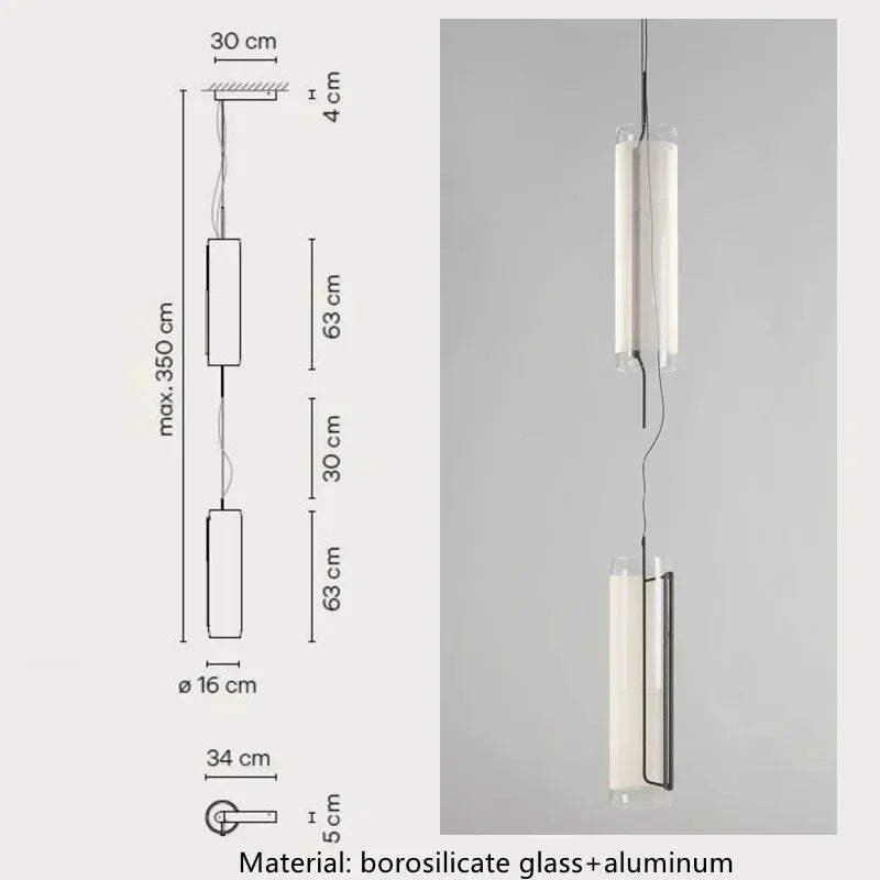 Two stacked tubes drawn with the 156 cm overall height marked out