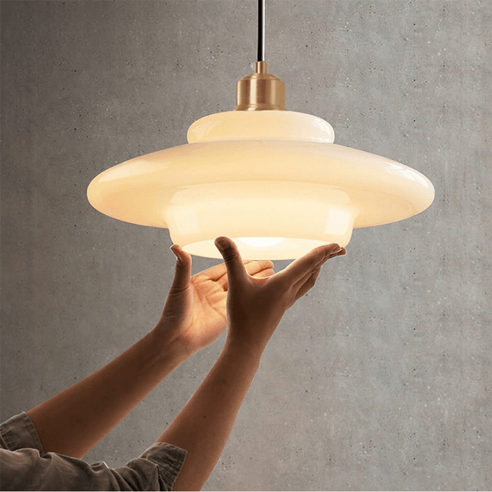 Retro 1950s Glass Hanging Lamp for Dining Room