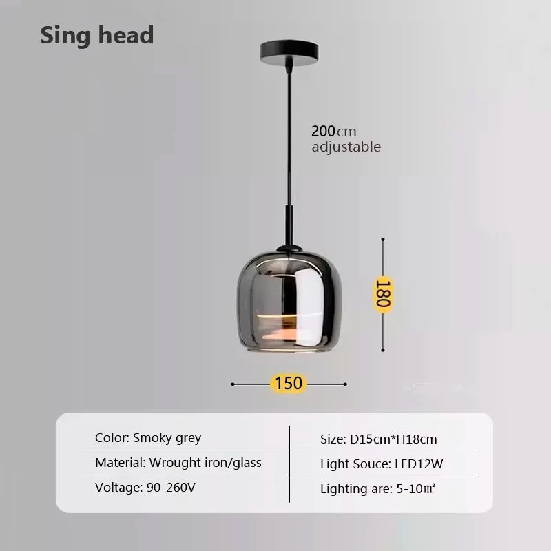 Nordic Glass LED Pendant for Living Room