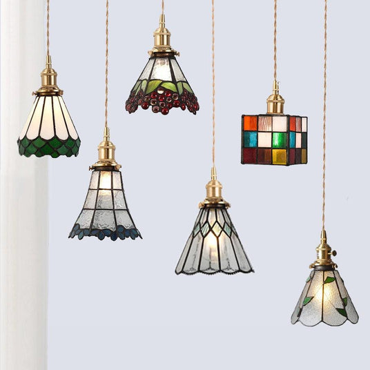 Glass pendant light color variant close-up view