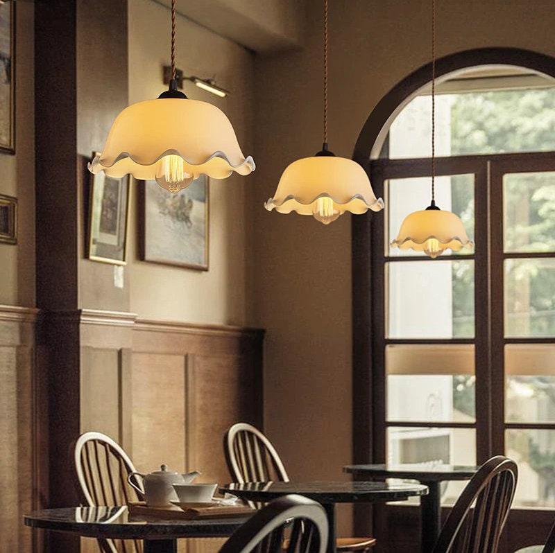 French Vintage Pendant Light in Milky Jade Finish