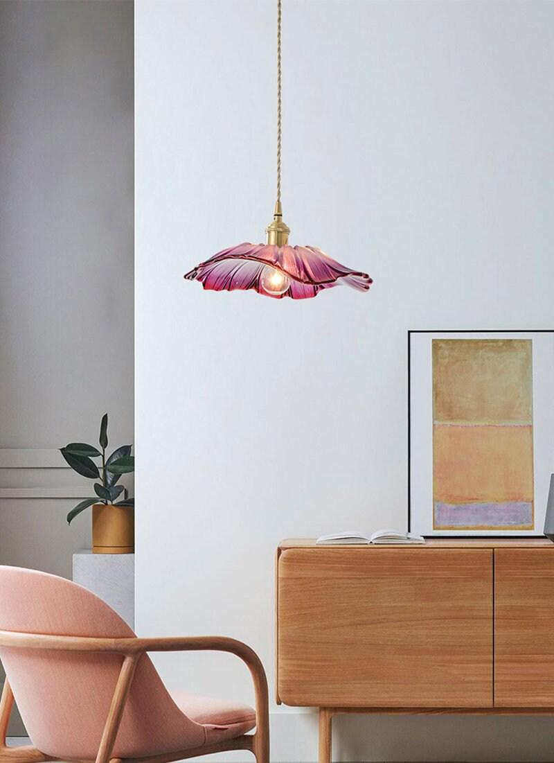 Lunara Violet Glass Sunflower Pendant Light