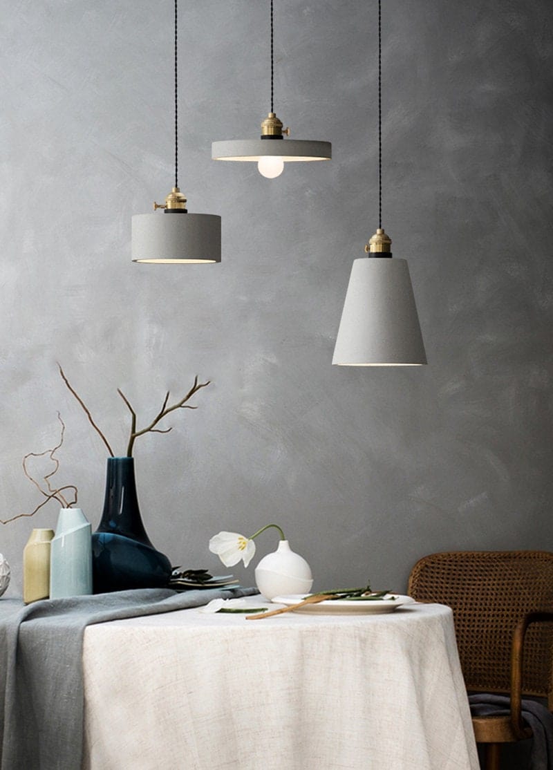 Cement Shade Pendant for Dining Table Accent