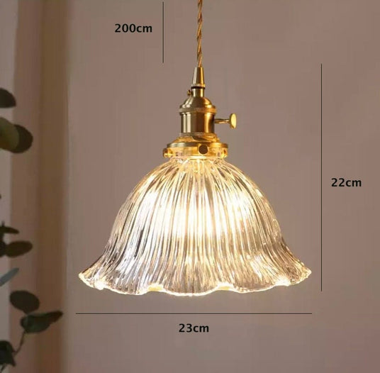 pendant lamp fluted glass shade close-up