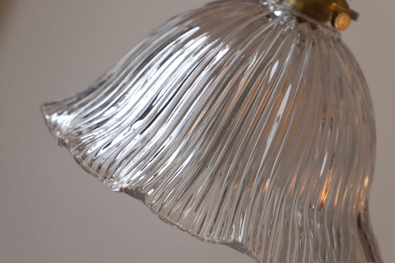 Brass pendant light vintage style side angle view