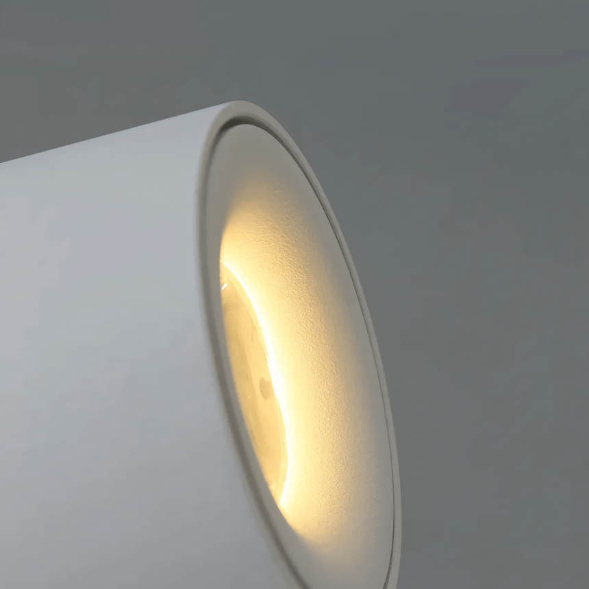 Adjustable metal wall lamp angled for accent lighting