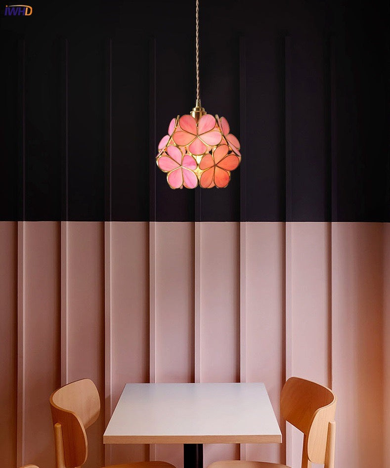 Floral Glass Pendant Light with Nordic-Inspired Motif