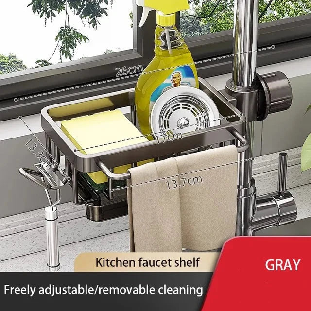 Aluminum Sink Organizer overall product view - OpalDwell