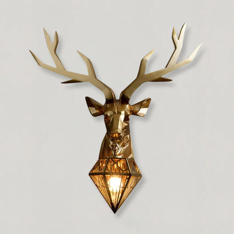 Gold resin antler wall lamp for hallway decor