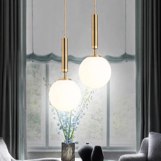 Aluminum pendant light warm ambient glow detail
