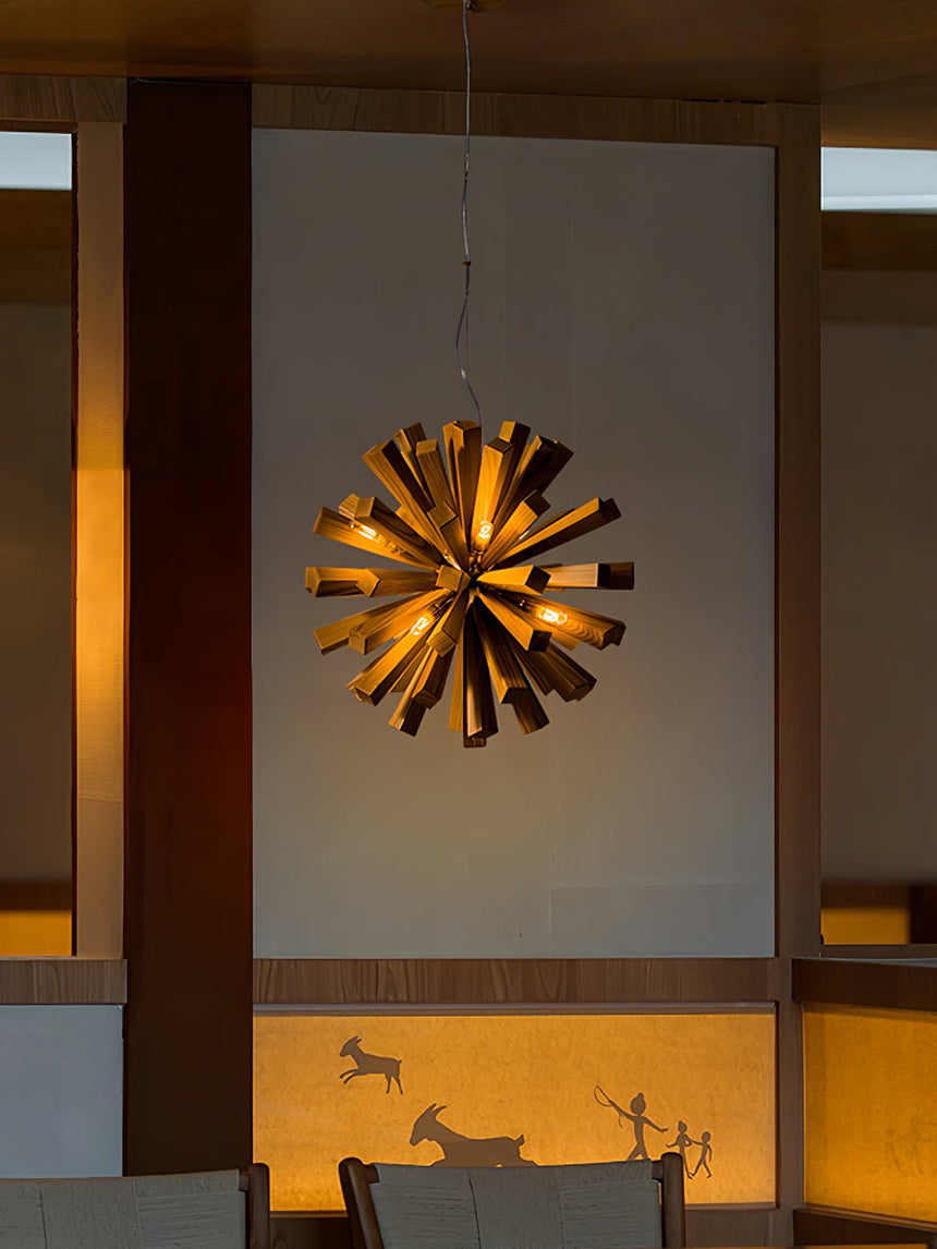 The slats lit beside a paper screen with a low bench underneath