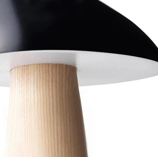 Contemporary table lamp with wood accents