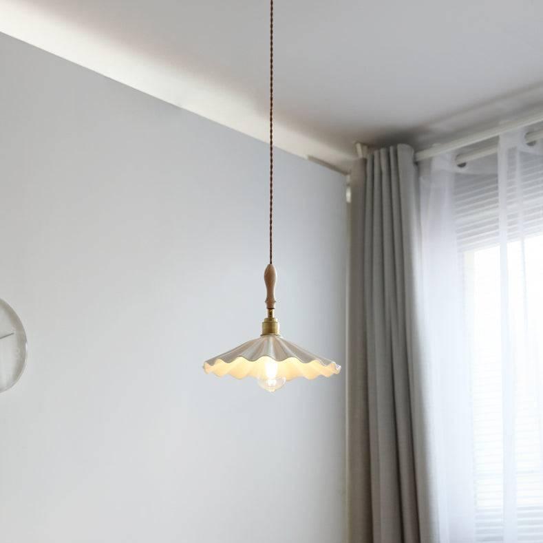 Pendant light with twisted fabric cable detail