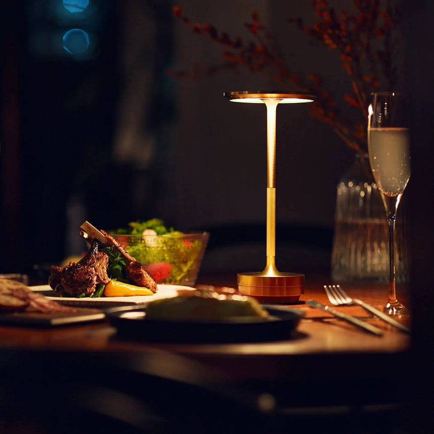 LED table lamp with touch dimmer for warm ambient glow
