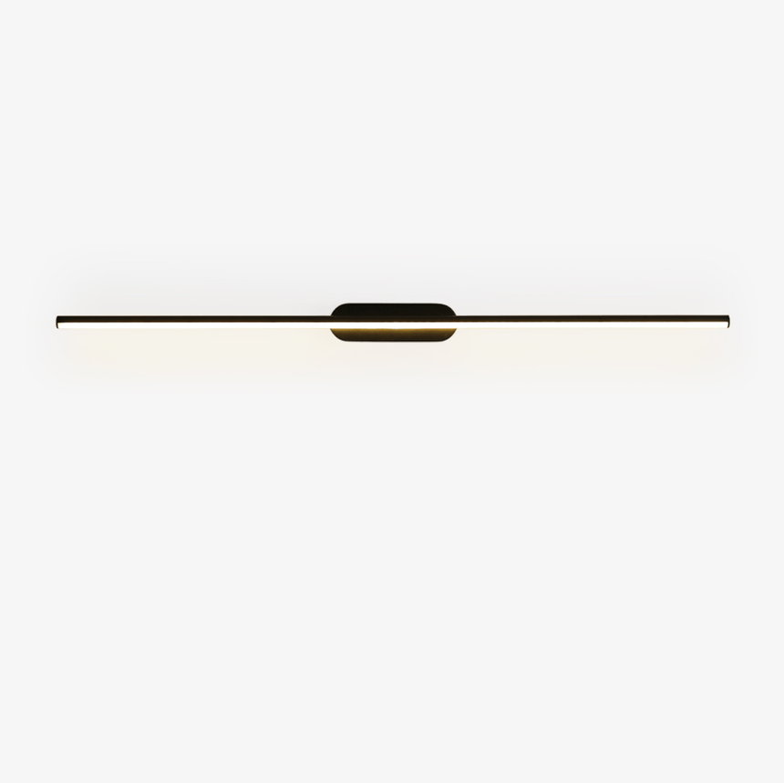 A very thin black rod crossing a small central hub, seen against a pale ground
