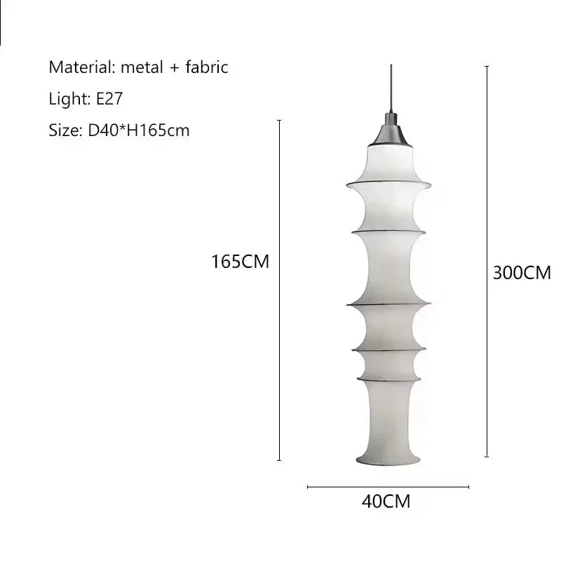 Dimension card for the 165 cm stacked silk hanging light