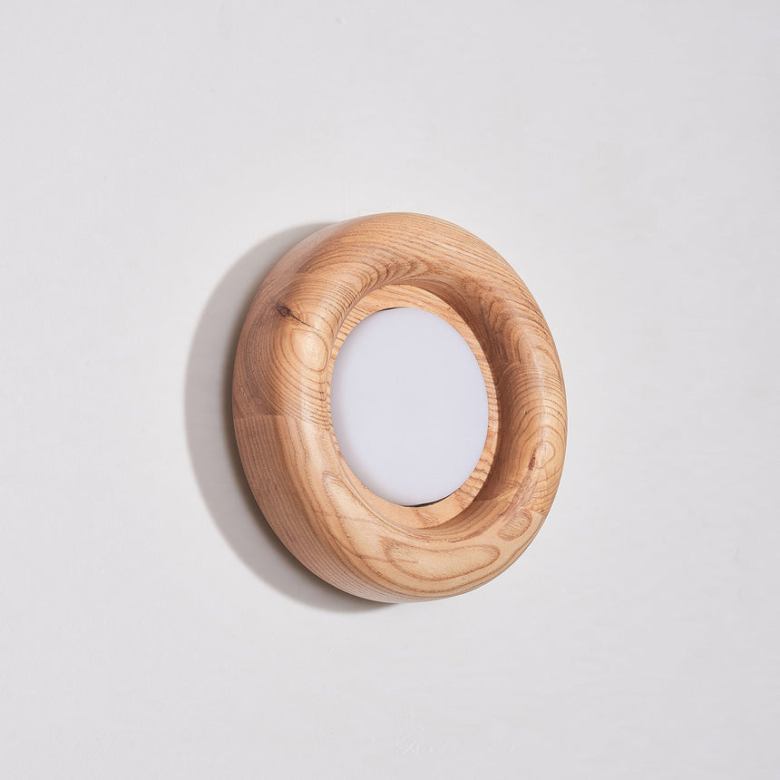 Light wood ring unlit, the white diffuser flat inside the turned rim