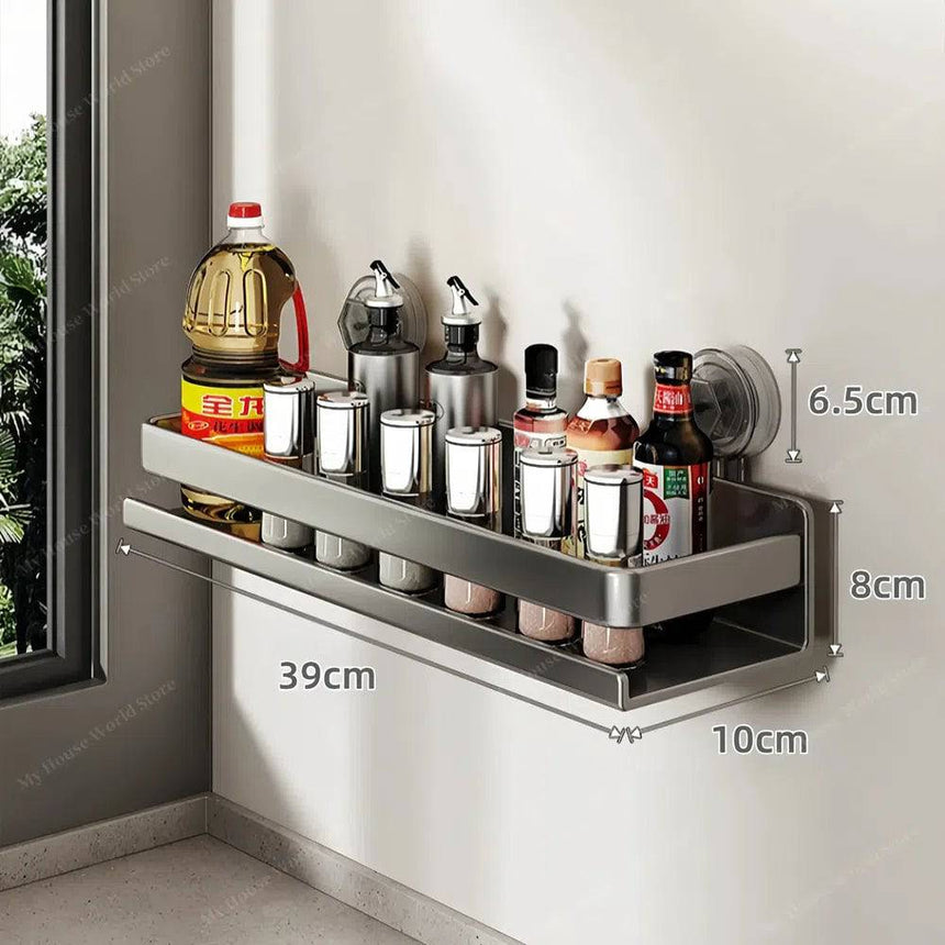 Vera Wall Mounted Suction Cup Spice Rack detachable adjustable view - OpalDwell