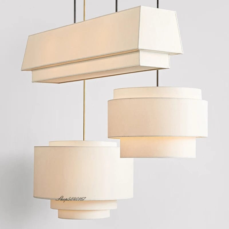 Liora Chandelier - Cloth Fabric Shade with Polished Chrome Frame
