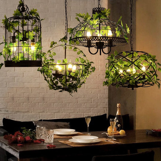 Vintage Style Black Cage Chandelier Light Fixture