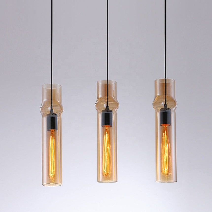 Ashen Flame Pendant Light with Smoke Gray Glass