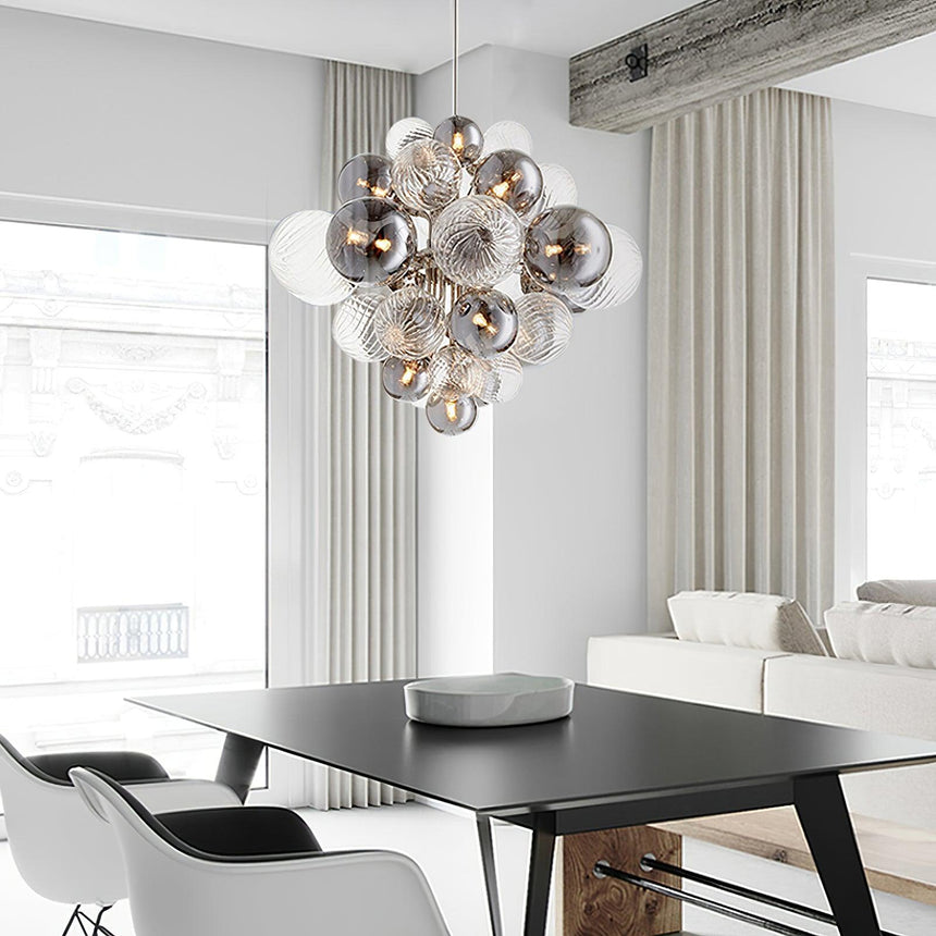 Chandelier with gracefully curved metal arms