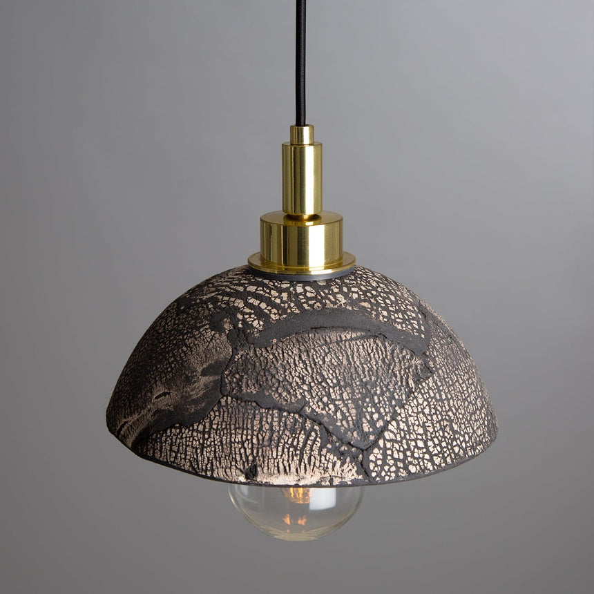 Ceramic dome pendant light - brass lamp holder
