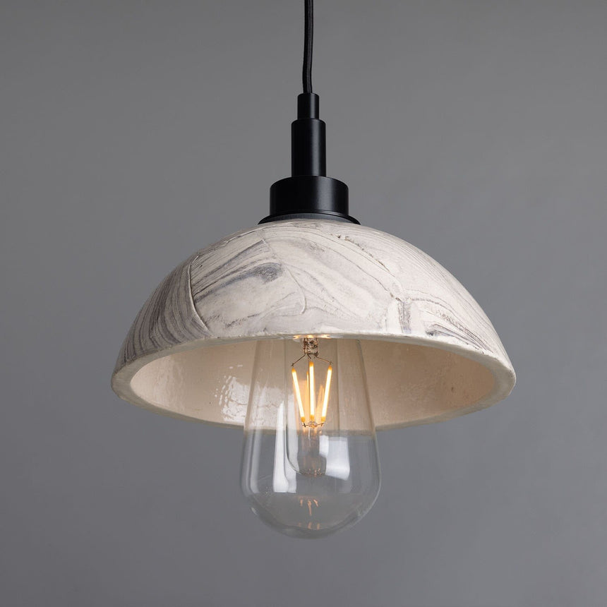 Marbled ceramic dome pendant light - white marbled finish