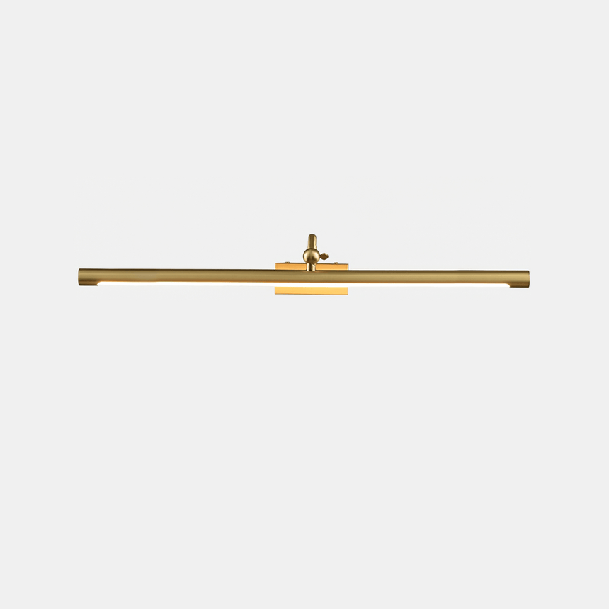 The middle gold bar seen straight on, bracket centered above the lit tube
