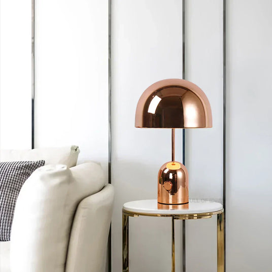 copper dimmable table lamp close-up finish
