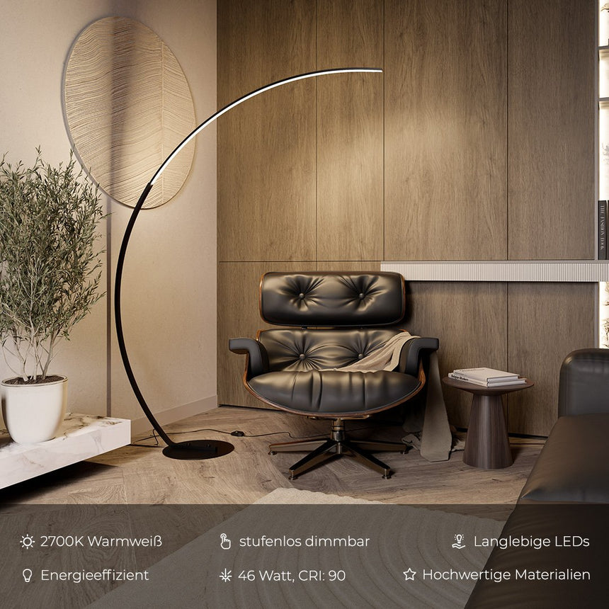 LumaArc Floor Lamp Matte Black Finish Detail