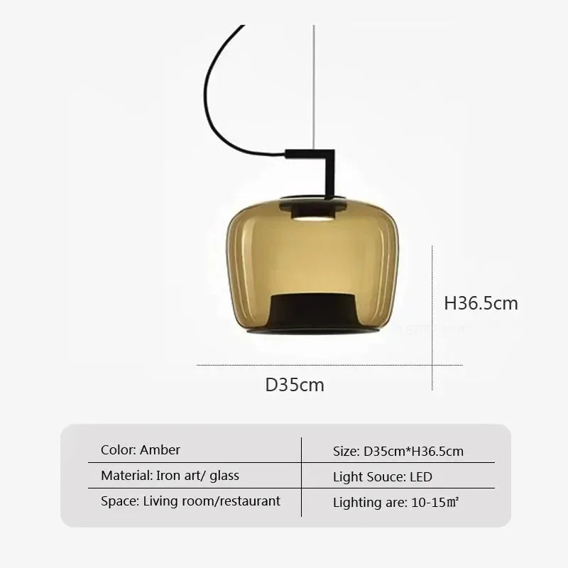 Dimension card for the 35 cm shade in amber