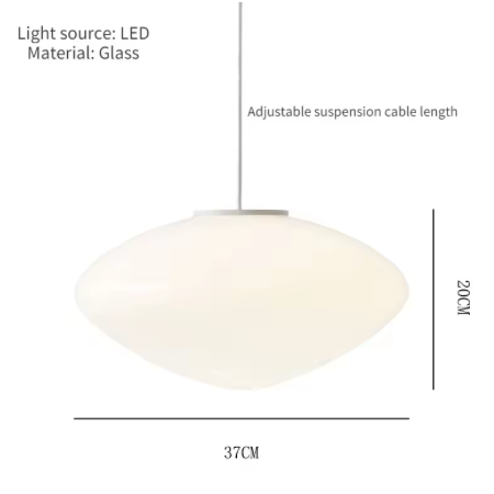 The larger pebble shade drawn with its 37 cm width marked