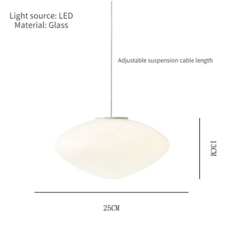 The smaller pebble shade drawn with its 25 cm width marked