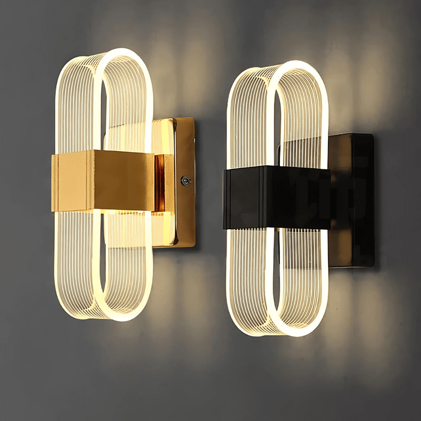 Wall sconce illuminating staircase wall