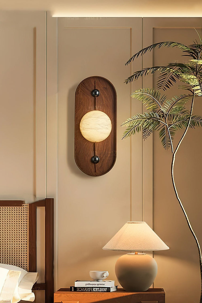 Wall sconce in stone and wood