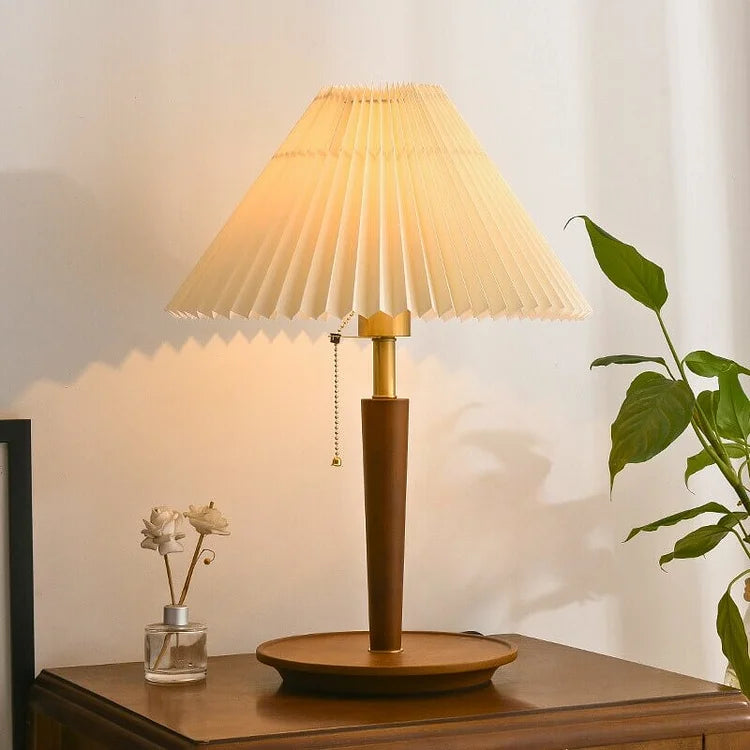 CedarGlow Retro Wood Table Lamp for Living Room