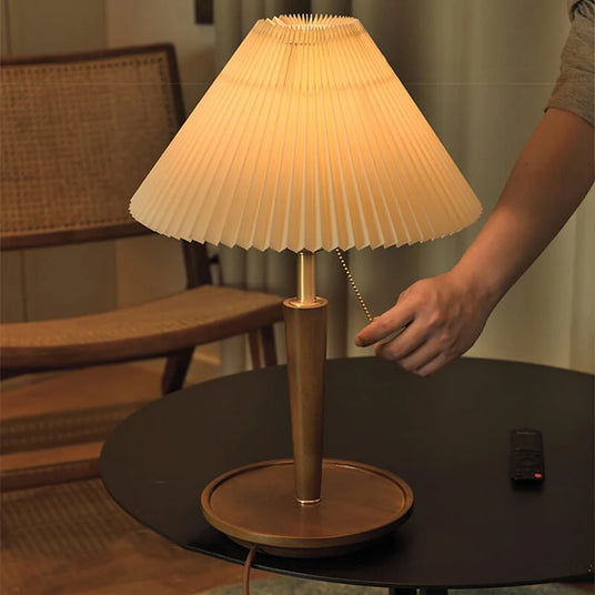 Table Lamp with Pleated Fabric Shade
