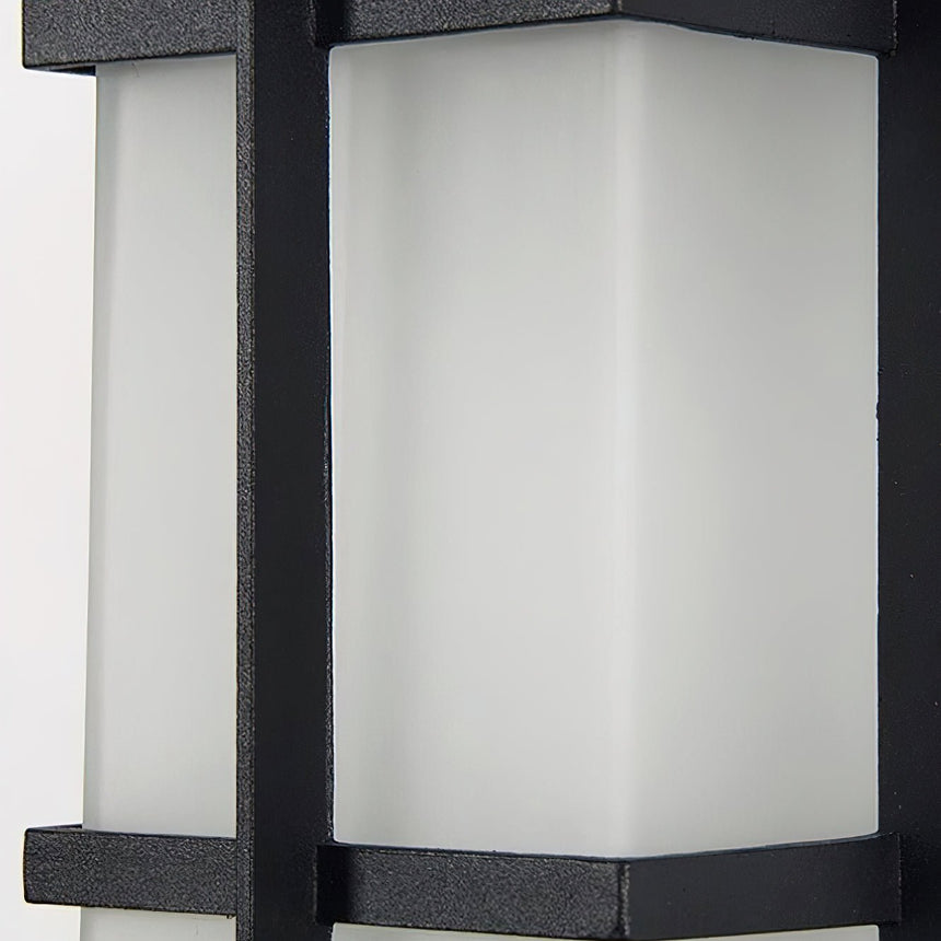 Close view of the frosted glass behind the black bars