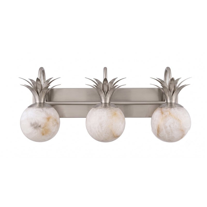 The three light version in nickel with three stone globes on a bar