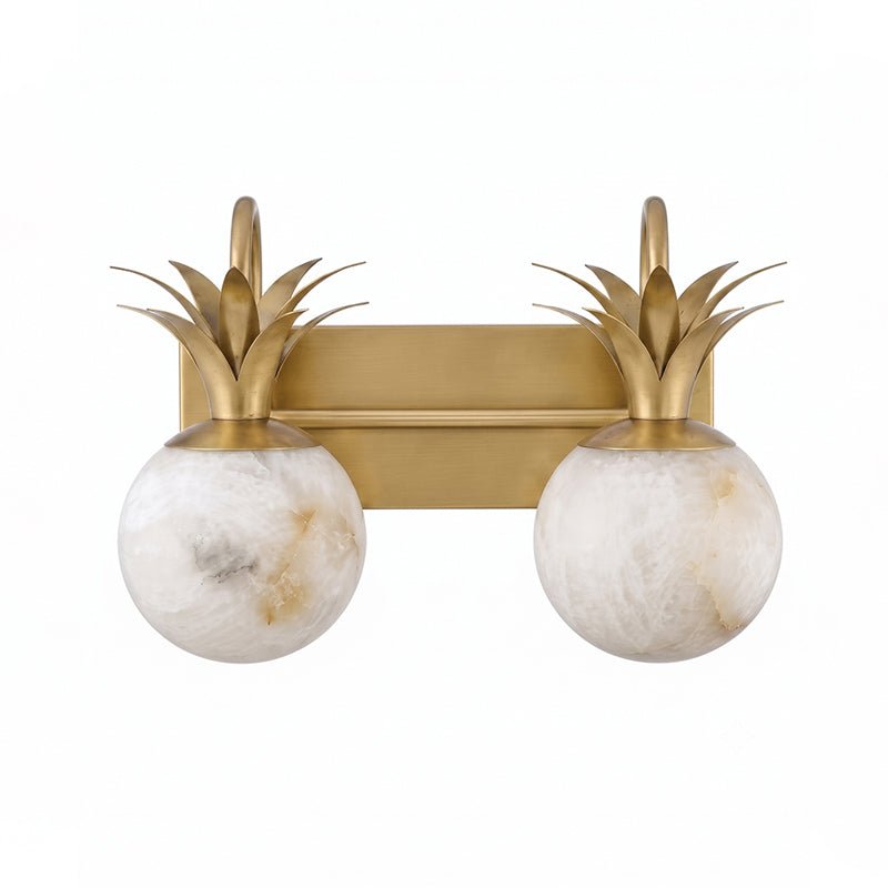The two light version in brass with two stone globes side by side