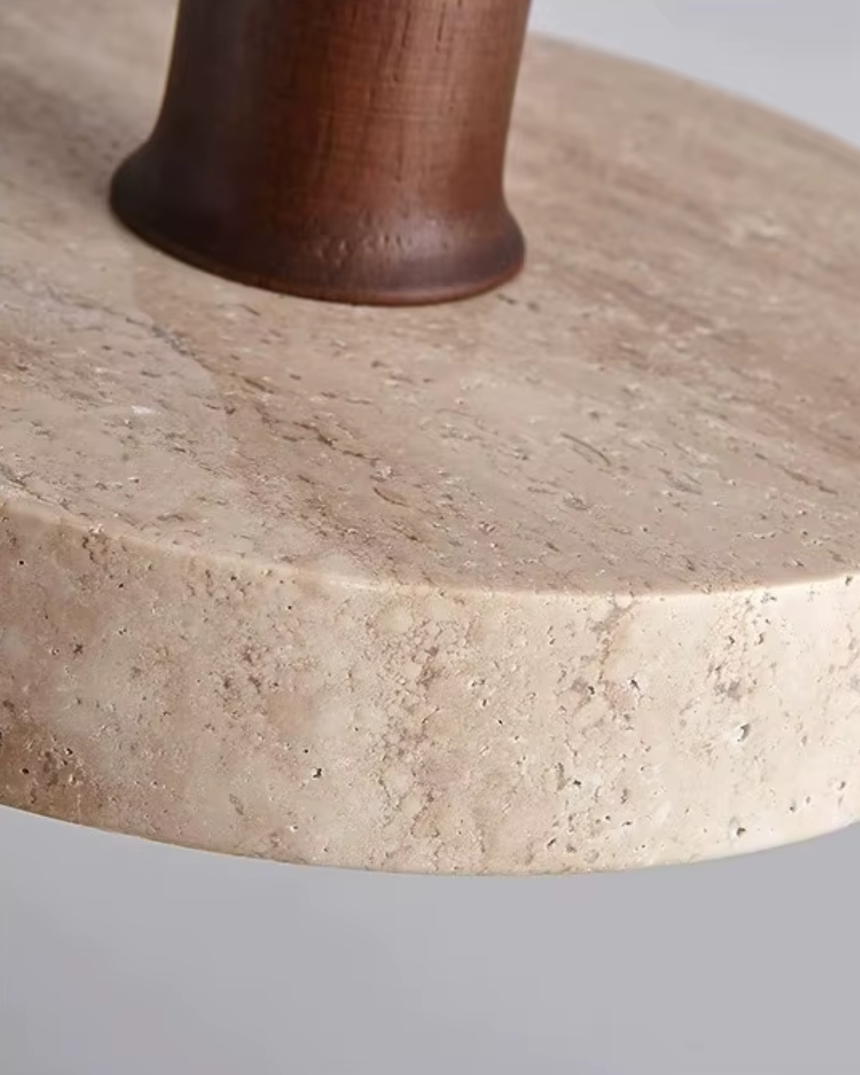Nolare Travertine Pendant Light warm inner shade glow - OpalDwell