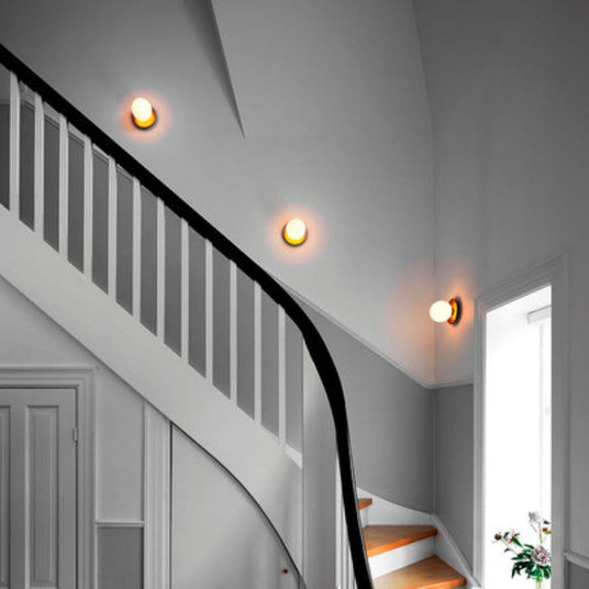 Black Finish Glass Globe Ceiling Light Detail