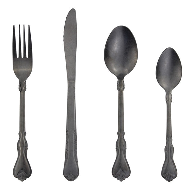 Astraea Flatware Set – Antique Embossed Handle Design