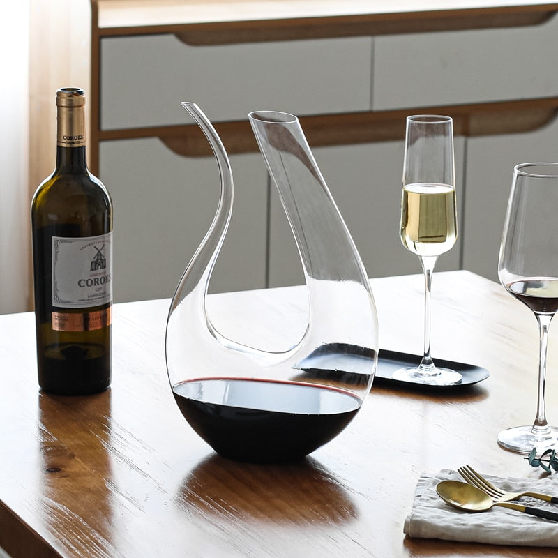 Santa Rosa Crystal Glass Wine Decanter dimensions size view - OpalDwell